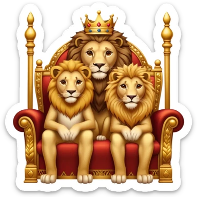 Lion and lioness sitting in a king chair sticker