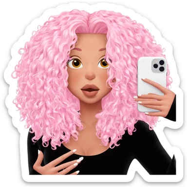 pink haired girl with phone sticker