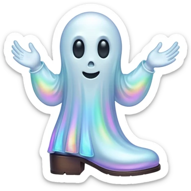 A holographic ghost with two boots sticker