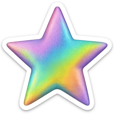 mini star with a glamorous and stylish holographic rainbow texture, no background sticker