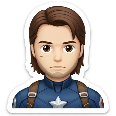 bucky barnes portrait marvel, brown hair from captain america: civil war sticker
