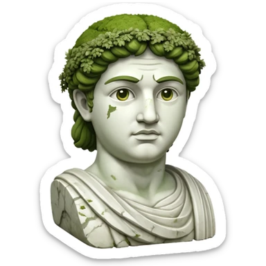 greek sculpture with moss sticker