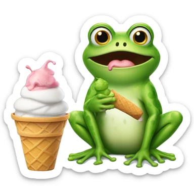 Frog with ice cream sticker