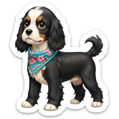 Собака породы черно-белый русский кокер спаниель в бандане Grow Street sticker