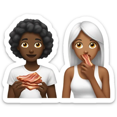 A girl eating bacon with her black boyfriend  sticker