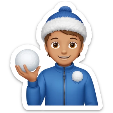 kid with sweated holding snowball sticker