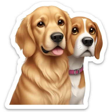 a golden retriever and a beagle best friends sticker