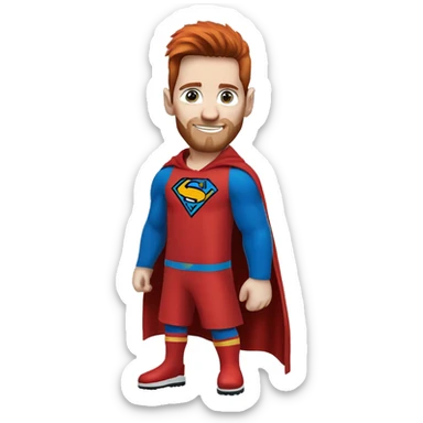 messi with a blue goat, blue eyes, puma hoodie, reddish hair, superman costume  sticker