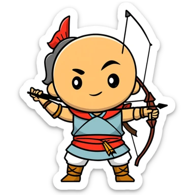 traditional Mongolian warrior bow and arrow sticker