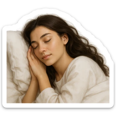 brunette girl sleeping, variation 2, peaceful and serene sticker