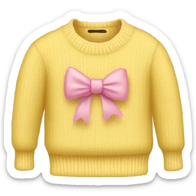Yellow sweater with soft pink bow sticker