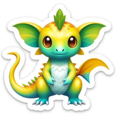 Exotic tropical shiny rare colorful epic cute Fakémon-creature, full body, with random markings sticker