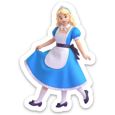 Disney's Alice in Wonderland curtseying elegantly in her blue dress with white apron sticker