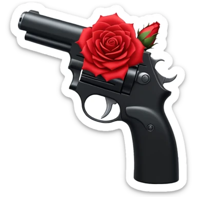A minimalist side-profile pistol silhouette wrapped in elegant thorned roses. The roses should weave naturally around the frame and grip, with subtle thorns curling along the barrel. sticker