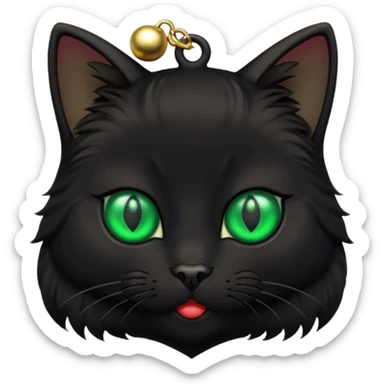 black cat wearing a jingle bell necklace sticker