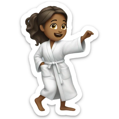 Girl dancing in bathrobe  sticker