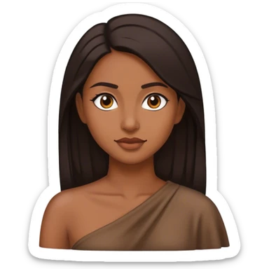 Emoji de mulher morena pele morena cabelo escuro no ombro sticker