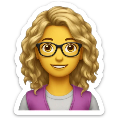 Fille 14 ans lunettes et cheveux châtains sticker