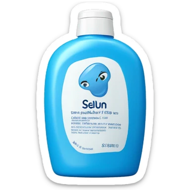 Blue Shampoo with a label that says Selsun Blue sticker