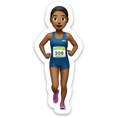 marathon runner women with bib sticker