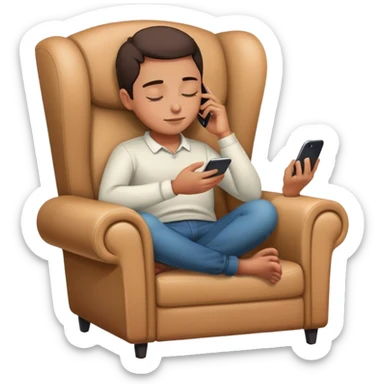 A person sitting in a chair, phone on the table, hands resting on their lap, eyes closed. No distractions, no to-do lists—just a moment of stillness.  sticker