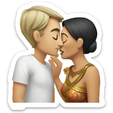 Balinese guy kisses a white-skinned girl sticker