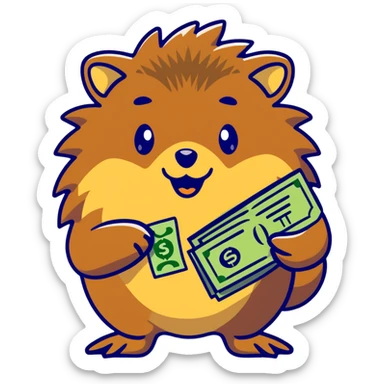 hedgehog with money sticker