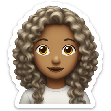 girl with long curly hair sticker