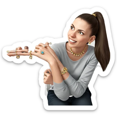 smiling girl with jewelry sticker