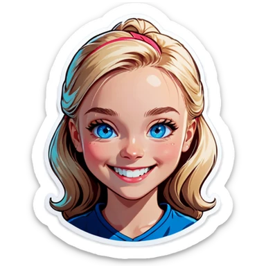 smiling blonde girl portrait blue eyes sticker