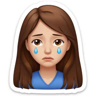 woman with long brown hair crying sticker