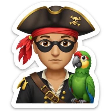 pirate with eye patch and parrot sticker