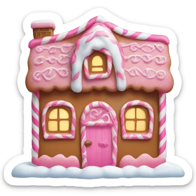 A pink gingerbread house sticker