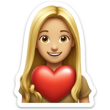 Really happy girl red heart sticker