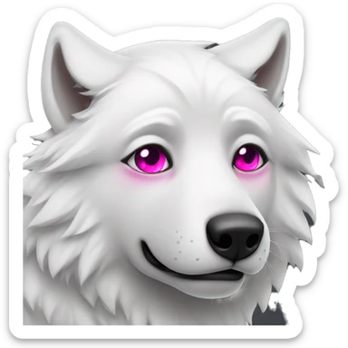 white wolf  with dark pink eyes cry sticker