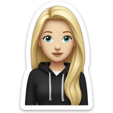 white girl with glass and long blonde hair and black hoodie sticker