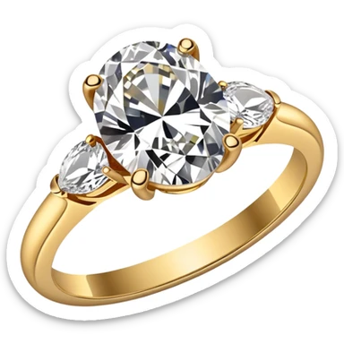 Oval diamond ring with gold and diamond band sticker