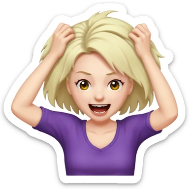 Manic laughter ripping hair out female sticker