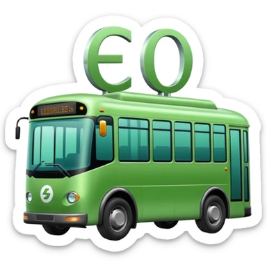 green electric bus with a large zero-euro bill symbol sticker