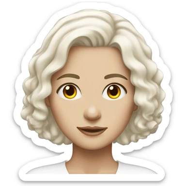 White woman- hazel eyes - white medium length hair sticker