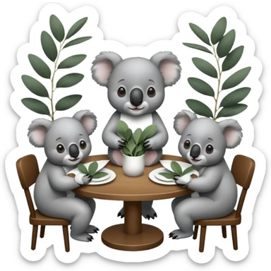 4 koalas à table sticker