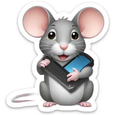 mouse holding computer mouse sticker