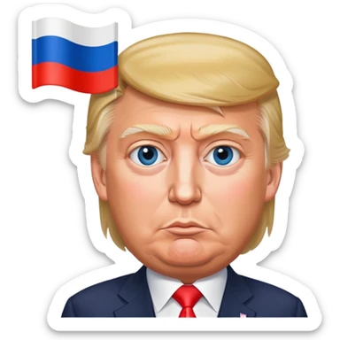 Donald Trump with Russian flag on face sticker