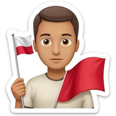 ultra realistic polish man with two-colored poland flag sticker