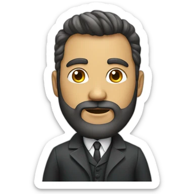 A full man image with coat and suite having long beard and great attitude with his face sticker