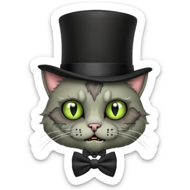 zombie cat with bow tie and top hat sticker