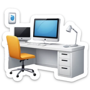 room with a computer sticker