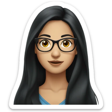 Beautifull argentina girl long black hair with glasses sticker