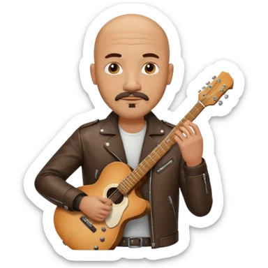 guitar player bald short mustache and goatee sticker