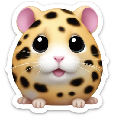 Rainbow hamster blob with black leopard print sticker